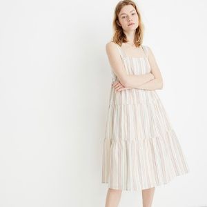 Madewell Button-Back Tiered Dress in Textural
Rainbow Stripe